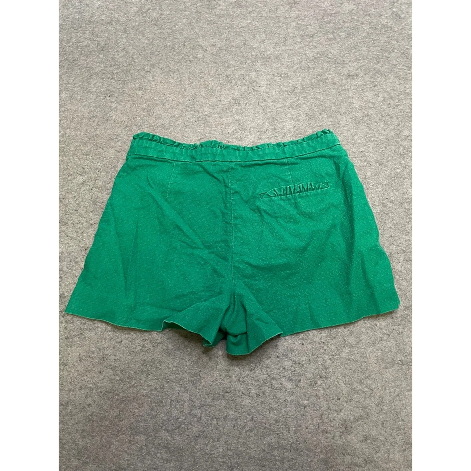 Pantalones Cortos J.Crew Verde Mezcla Lino Bolsillos Cintura Elásticos Talla 6 Foto 4 de 4