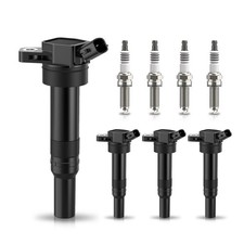 Set of 4 Ignition Coil Pack and Iridium Spark Plugs Compatible with Hyundai E...