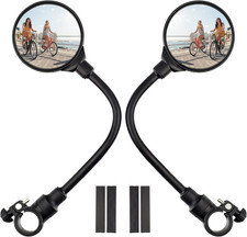 Bike Handlebar Mirror 2 Pack - Rotatable and Adjustable Wide Angle Rear View Sho
