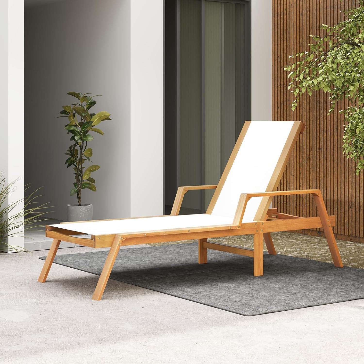 Versatile Adjustable Eucalyptus Chaise Lounge Chair for Pool & Patio Relaxation