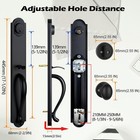 Matte Black Double Door Handleset Keyed & Dummy Set Adjustable Hole Distance — photo 2