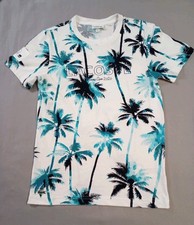 Lacoste Shirt Mens Small White Blue Palm Trees Miami Open 2020