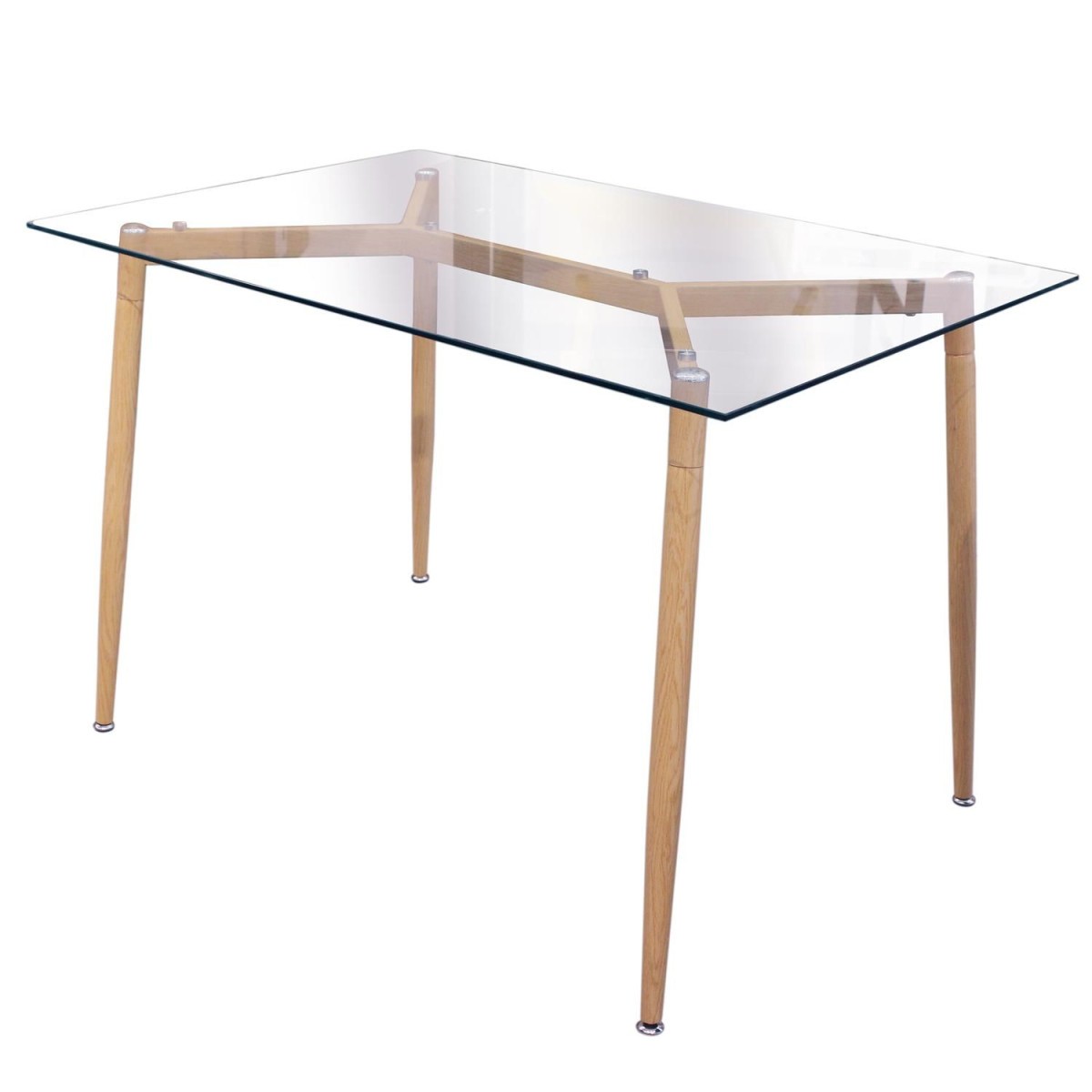 Table de repas en verre Glosa 115 cm transparente pour salle à manger
