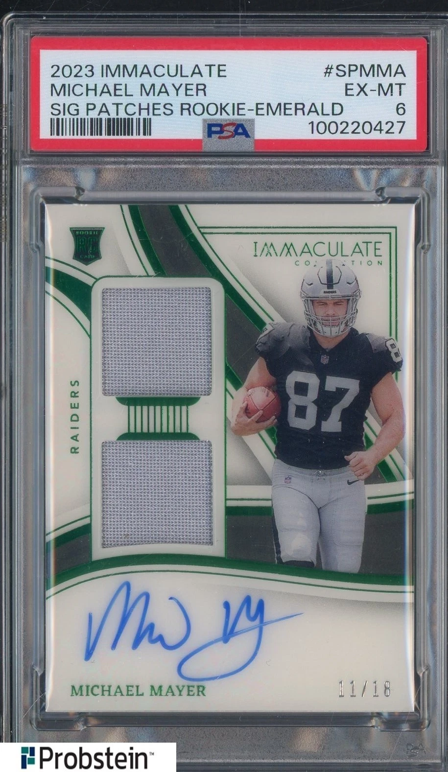 Michael Mayer Panini Immaculate Collection Immaculate Signature Patches Rookie #SPMMA Emerald