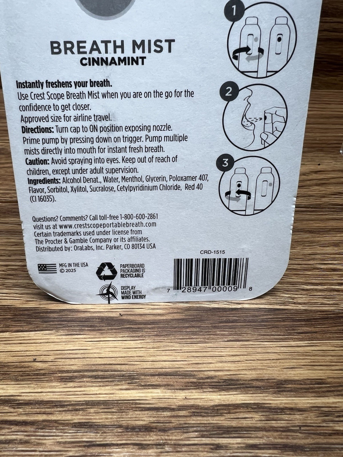 Crest Scope Cinnamint Breath Mist Spray 0.24 fl oz, 4 Pack