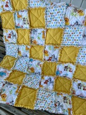 NEW Crib, Baby, Toddler size handmade rag Quilt Zoo Safari Animals Flannel