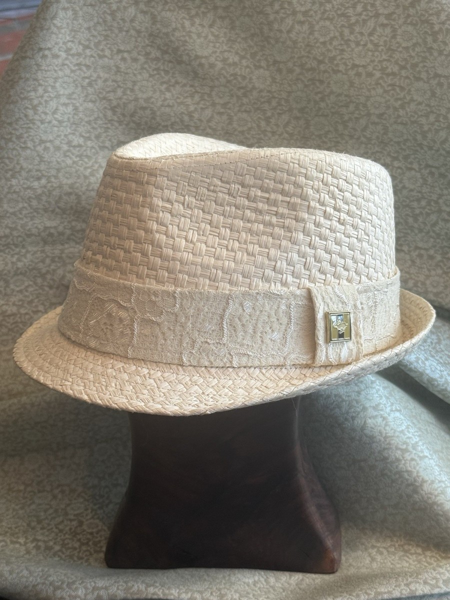PETER GRIMM Fedora Hat S/M Crème Straw 1963 Style View 2