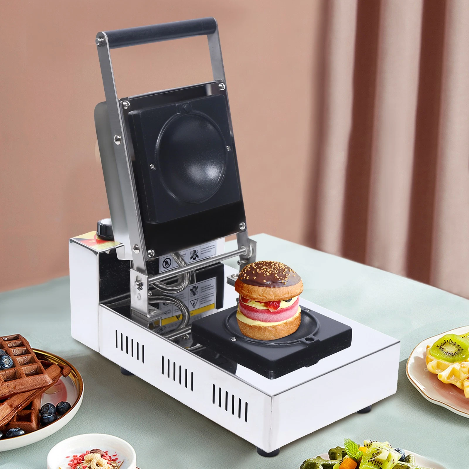 2-Side Electric Ice Cream Brioche Sandwich Making Machine Panini Press Maker