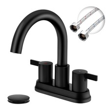 Two Handle 4 inch Black Bathroom Faucet, Bathroom Sink Faucet for 3 Holes wit...