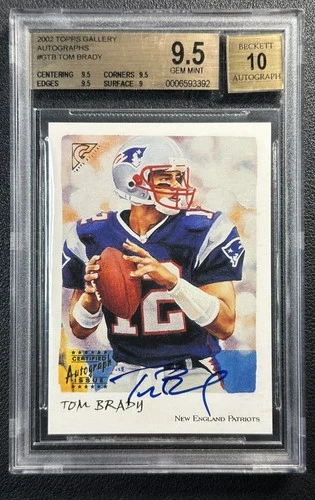TOM BRADY BGS 9.5 2002 TOPPS GALLERY ON CARD 10 AUTO PATRIOTS GEM MINT AUTOGRAPH