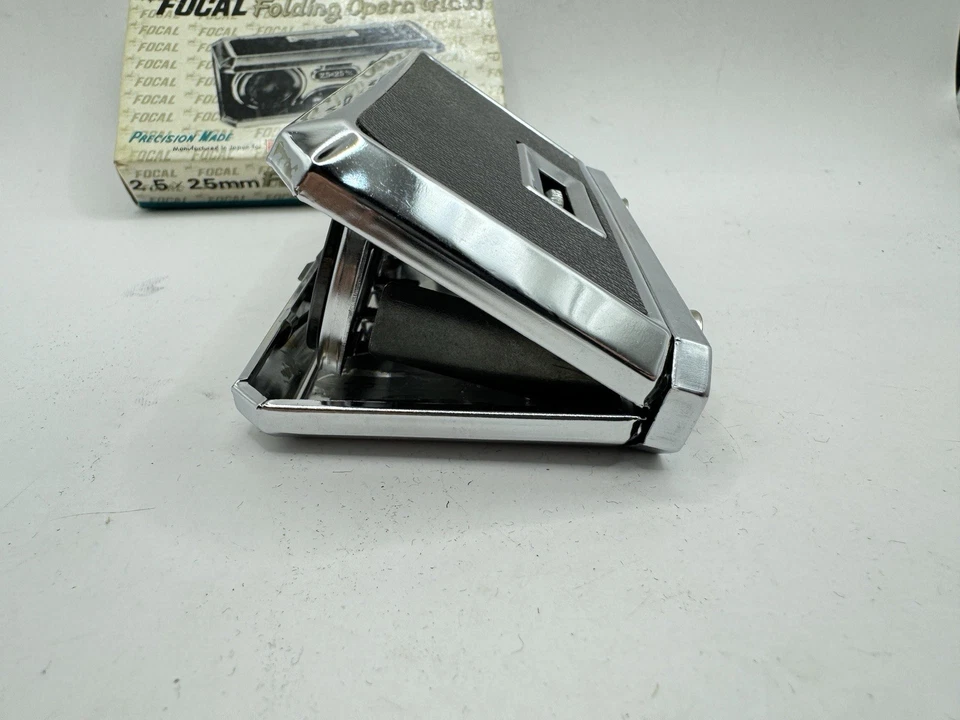 Vtg 2.5 x 25 M/M FOCAL Folding Opera Glasses Theater Binoculars w/ Box Metallic - Image 3 of 4