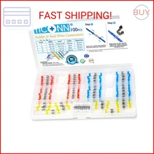 TICONN 100 Pcs Solder Seal Wire Connectors, Heat Shrink Butt Connectors, Waterpr