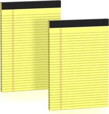 Yellow Legal Pads 8.5 X 11 Note Pads Wide Ruled 2 Pack, Notepad 8.5 X 11 Inch Ca