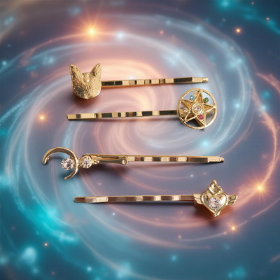 Haarspangen 4er Set Sailor Moon inspiriert Mondzepter Mondkristall Haarpins