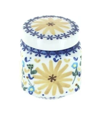 Blue Rose Polish Pottery Yellow Daisy Small Jar