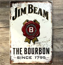 Jim Beam Bourbon 8 x 12 Novelty Metal Sign Shrink-Wrapped New!