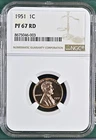 1951 Proof Lincoln Wheat Cent Penny NGC PF-67 RD -003