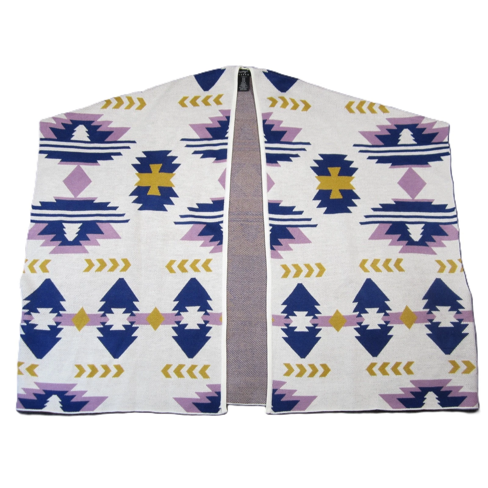 Wrangler Retro Southwestern Shawl OS Open Poncho Cape Geometric Boho Cowgirl