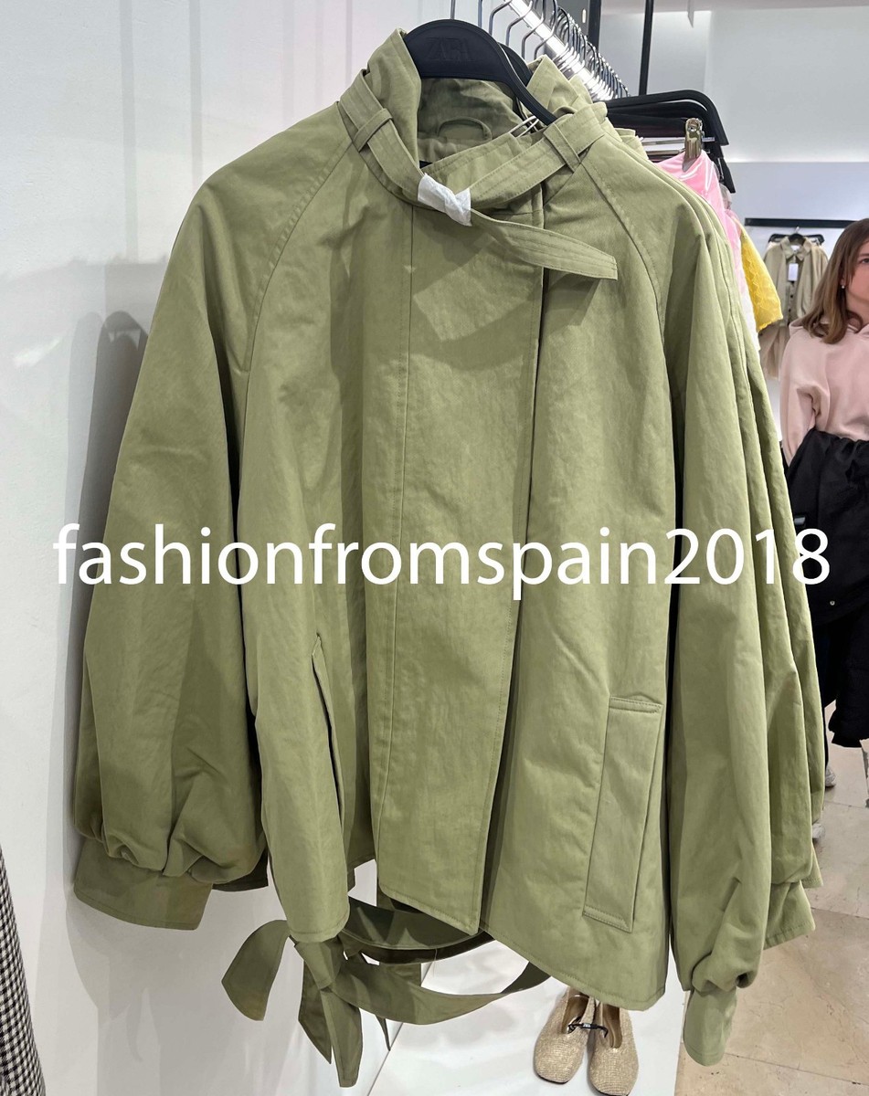 ZARA NEW WOMAN HIGH COLLAR BELTED JACKET LIGHT KHAKI XS-XXL 6318