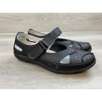 Spring Step Streetwise Women's Mary Jane Black 6 Leather Fisherman Flats Shoes