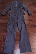 Kasper Women's 2PC Pant Suit Sz 10 Gray Pinstripe Blazer Pants