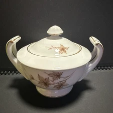 Porcelain Harmony House Sugar Bowl. Brown Leaves Themed