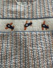 PETIT POMME-9M-Baby Boy Romper-Smock/Embroider Airplanes-Seersucker Stripe — photo 5