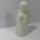 VINTAGE FENTON ART GLASS ANGEL FIGURINE PRAYING WHITE MILK GLASS 6 INCH HTF
