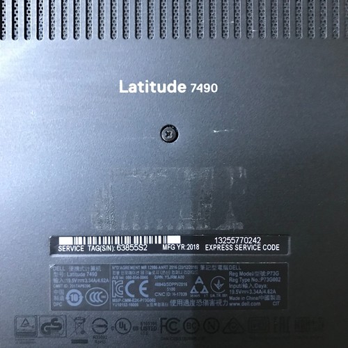 DELL LATITUDE 7490 14'' Laptop i7-8650U 16GB RAM No SSD (Boots to BIOS) - Afbeelding 10 van 10