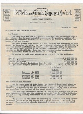 1934 Annual Statement of The Fidelity and Casualty Company of New York