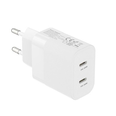 European Dual USB Type C Fast Charger Europe Travel Adapter Block for White