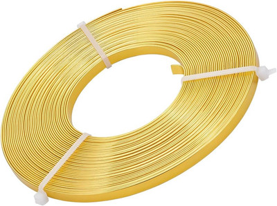 32 Feet 5mm Wide Flat Jewelry Craft Wire 18 Gauge Gold Metal Aluminum Wire fo...
