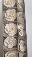 Cupcake & Cake Ivory Handmade Ruffle Roses GumPaste Fondant Sug.  SET:5XL & 10sm