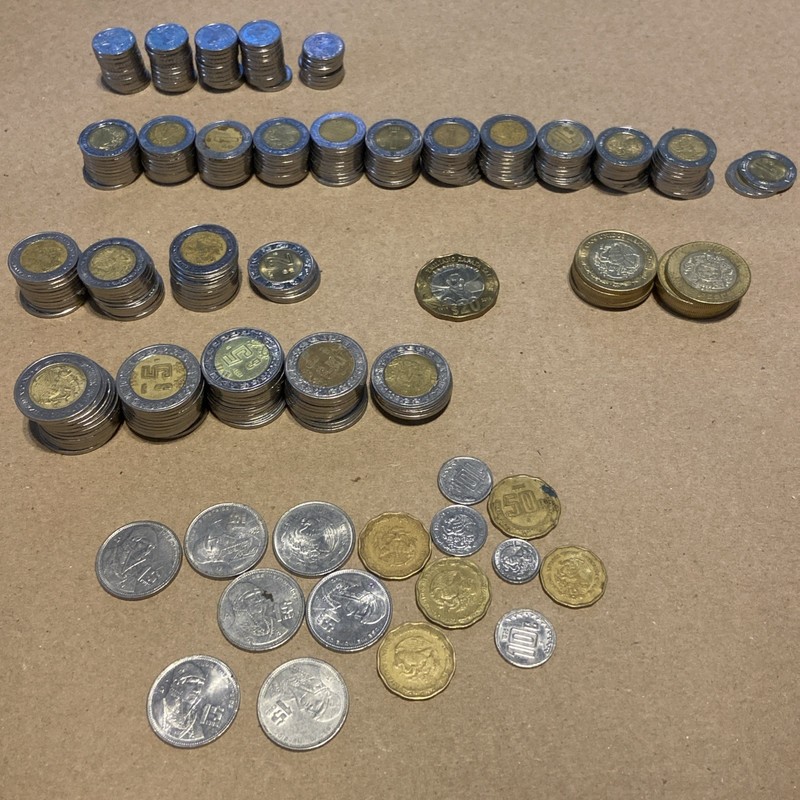 Mexico Coin LOT ** Mexican $1 $2 $5 $10 Currency MIXED BULK LOT 540 Pesos