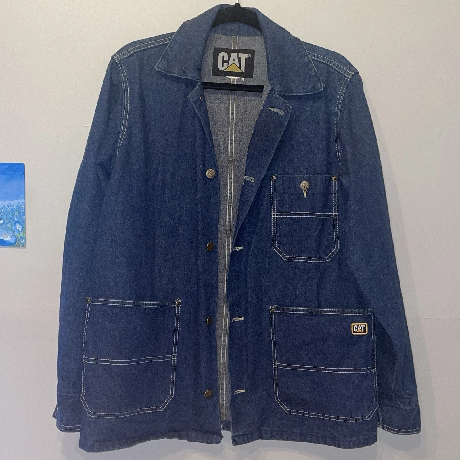 Vintage CAT Denim Workwear Chore Jacket - Blue - Mens Sz XL