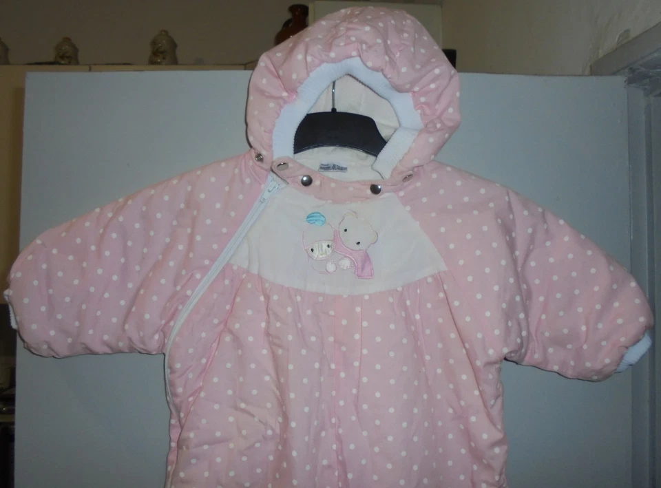 VETEMENT HABIT COMBINAISON ROSE ENFANT BEBE FILLE à CAPUCHE 23 MOIS / 2 ANS - Photo 2/4