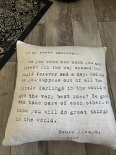 Sugarboo & Co To My Sweet Darlings, EUC 100% Cotton With Down Feather Pillow