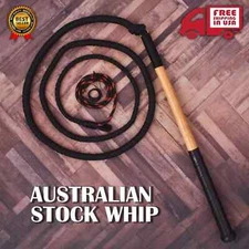 7ft Paracord Nylon Australian Stock Whip with 18" Fine Wood Handle