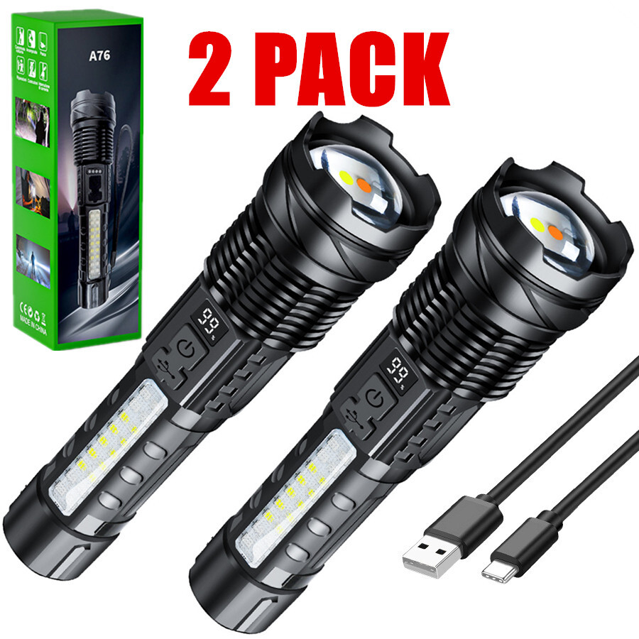2 pack led rechargeable flashlight YLUIQDZL Flashlight,90000 High Lumens Tactical Flashlights with 7 Modes,Waterproof Zoomable Handheld Flash Light with COB Work Light for Camping,Emergencies,Home : Tools & Home Improvement they are compact and portable Camelion 6 LED Rechargeable Plug-In
