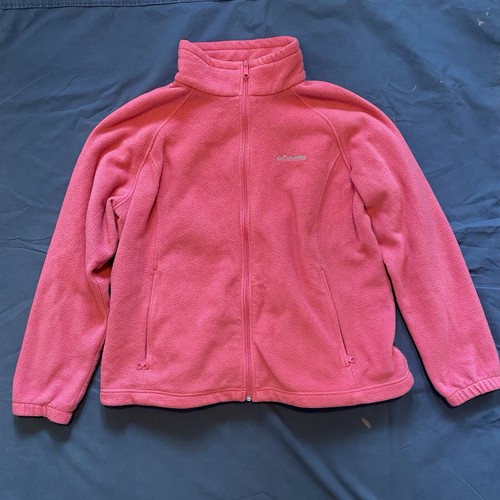 Columbia Fleece Full Zip Jacke Damen 3X Rosa Reißverschlusstasche Herbst Warm Winter Kuschelig