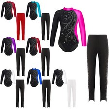 Kids Gymnastics Outfit Tracksuit Set Leotard Matching Girls Ballet Dance Costume