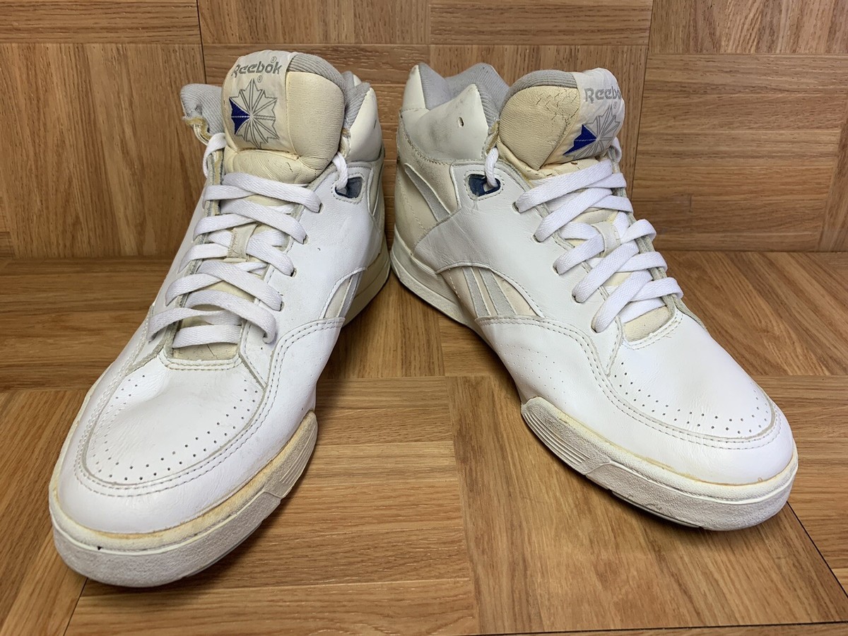 Reebok Vintage Men\'s White High-Top Sneakers UK Flag Vintage? Reebok UK Flag Flower MID White LE Gray Leather  main image 2