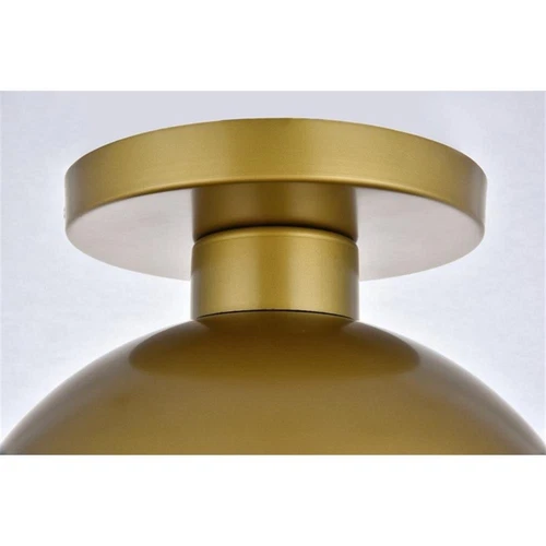 Living District Eclipse 1-Light Metal & Glass Flush Mount in Brass/Frosted White - Picture 4 of 5