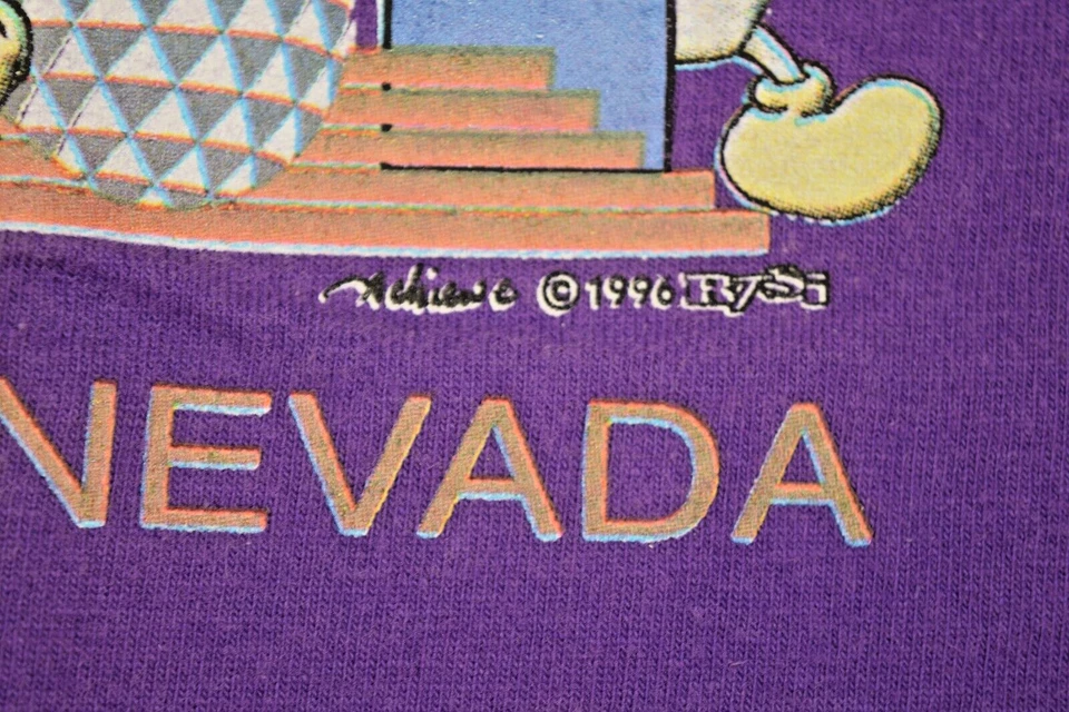 Camiseta Vintage Fruit of Loom Talla M Años 90 Púrpura Born to Bowl Reno Nevada c.1996 Foto 3 de 4