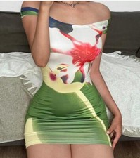 Women's New sexy Fashion personality printing Slim fit Hip-covering short dress 