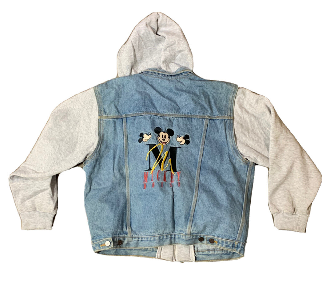VTG Rare 90's Mickey Inc Mickey Mouse Denim Hoodie Jacket