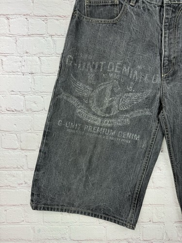 Vintage G-Unit Jean Shorts Hip Hop Heavyweight Embroidered 50 Cent Mens Size 36 - Picture 4 of 12
