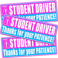 3pcs Student Driver Magnets Reflective Funny Signs for Teen Car Safety