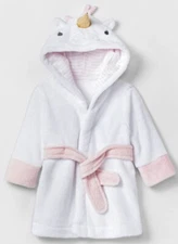 CLOUD ISLAND Baby Girls Pink/White Plush Unicorn Bathrobe NWT Size 6-9 Months