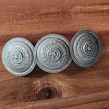 Vintage Textured Hair Clip Silvertone Geometric Metal Pattern Barrette